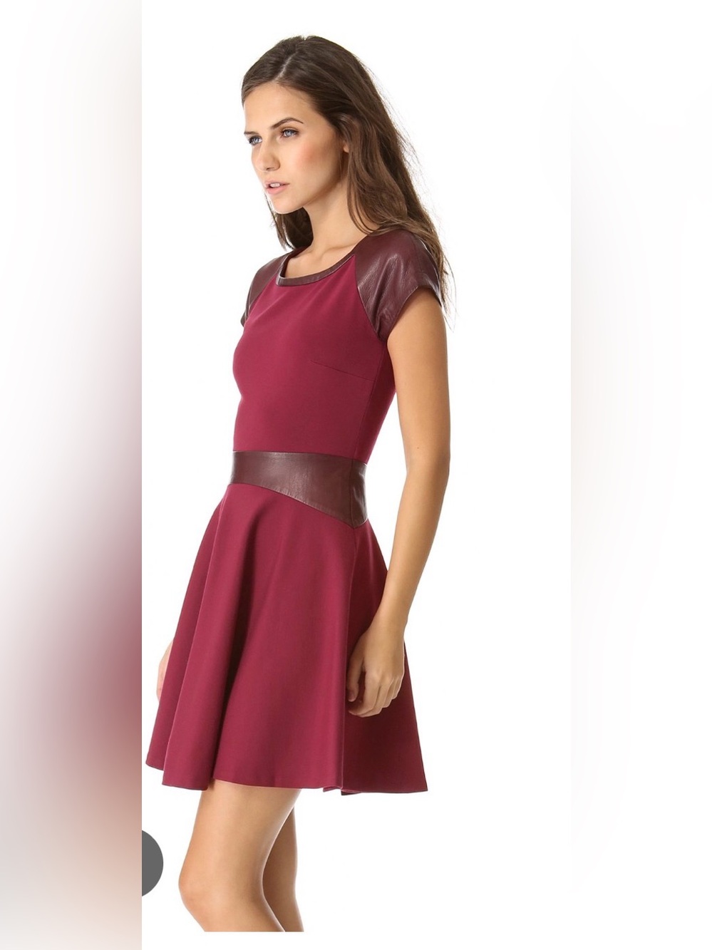 Diane von Furstenberg Delyse leather-trimmed dress sz 6